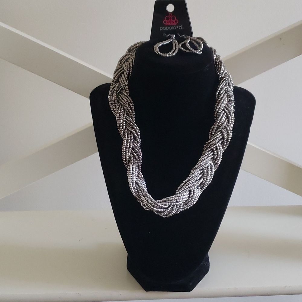 Silver sead bead Necklace Set